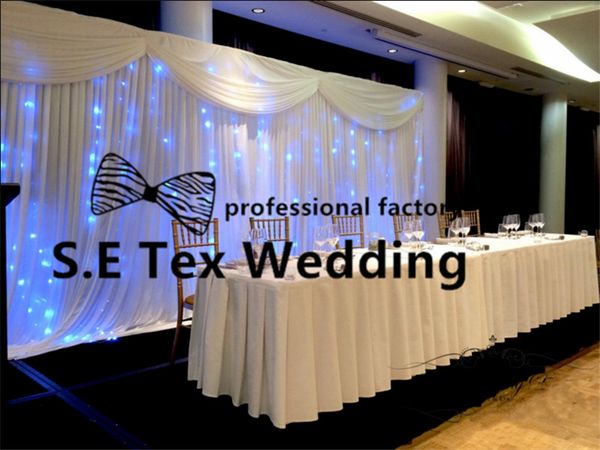 

white color wedding backdrop curtain \ stage background with string led lights