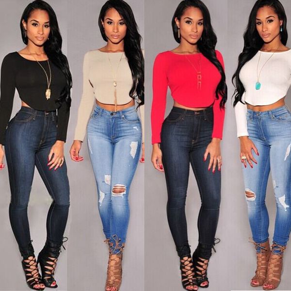 

2015 New Fashion Short Designed Crop Top Sexy Back Zipper Long Sleeve Cropped Tops Ladies Summer T Shirt Plus Size Women Tops