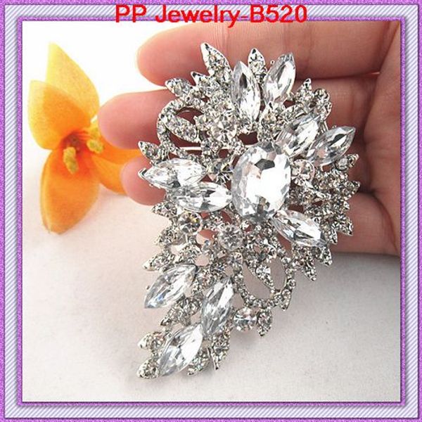 3.2 Inç Büyük Lüks Tasarım Sparkle Kristaller Temizle Rhinestone Büyük Broş, Düğün Gelinlik Broş Pins B520