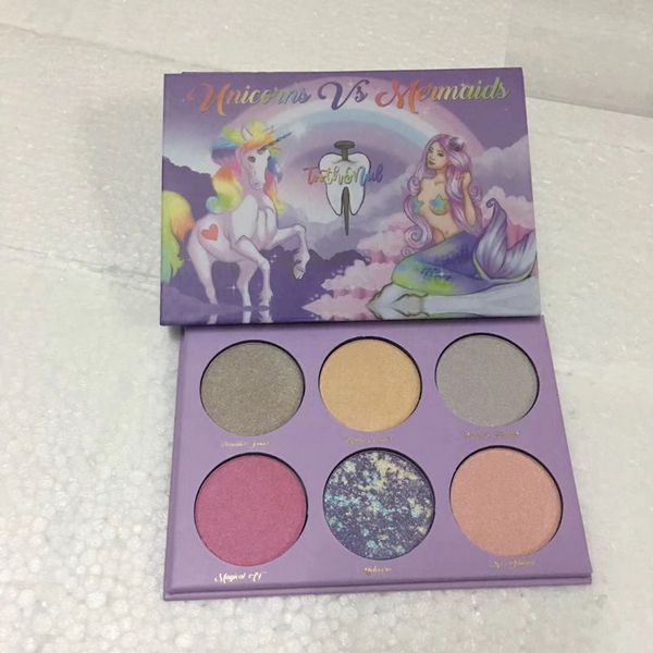 

new tooth and nail cosmetics ucn vs mermaid highlighter palette 6 colors makeup bronzers highlighters powder ing