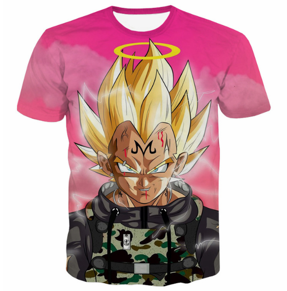

новая мода лето мужчины / женщины cassic аниме dragon ball z супер саян harajuku стиль смешные 3d печати повседневная футболка h203, White;black