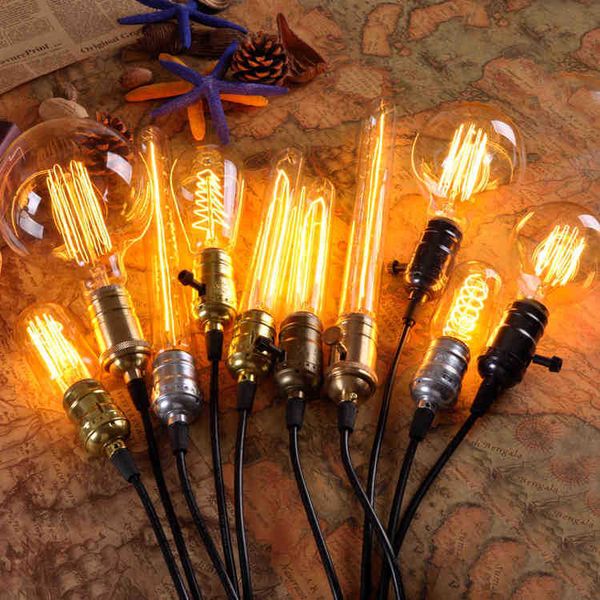 40 w antigo retrô vintage edison lâmpada e27 lâmpadas incandescentes st64 filamento lâmpada edison luminárias decoração de casa.