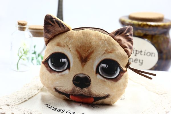 

9 стили женская мода собака лицо клатч кошельки портмоне сумка кошелек 3d милый собака изменение кошелек рождественский подарок d662j, Red;black