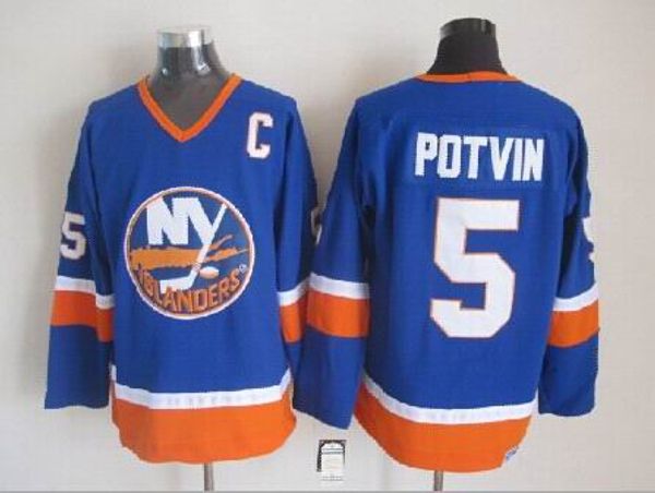 

men retro new york islanders jersey 5 denis potvin vintage ccm authentic stitched ice hockey jerseys mix order, Black;red