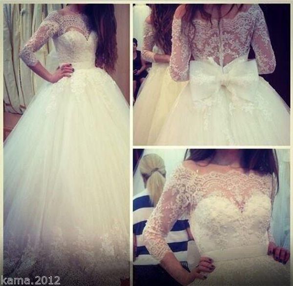 

выполненный на заказ applique шнурка мантии шарика шнурка свадебные платья с бантами орденской sheer illusion назад sexy свадебные платья 3, White