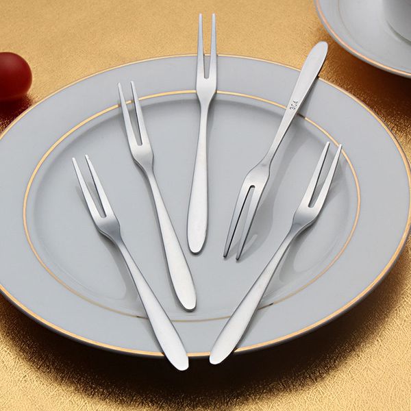 

stainless steel flatware fruit fork appetizer snack dessert fork kitchen for party fruit pick gadget silver color