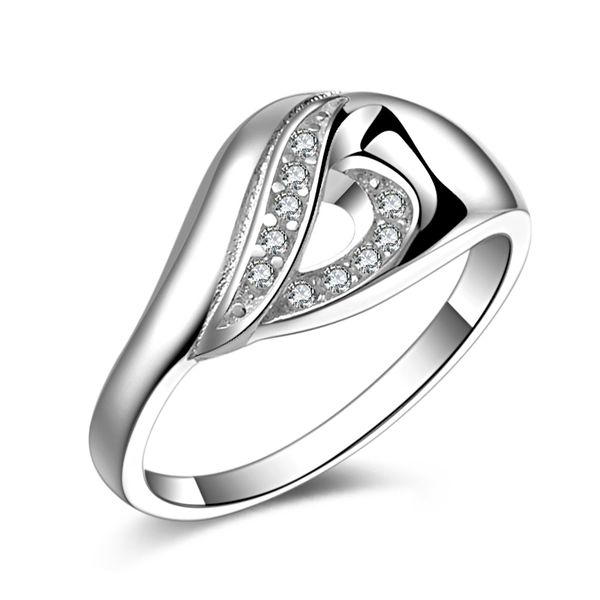 

new 925 sterling silver fashion jewelry opening white diamond with pave zircon ring sell girl gift 1718