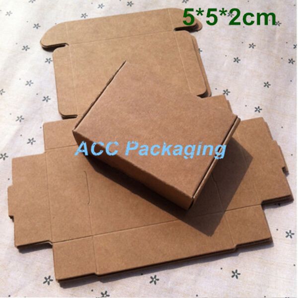 DHL 350 Pcs 5 * 5 * 2 cm Caixa de Presente de Papel Kraft para a Jóia Pérola Doces Handmade Soap Baking Box Padaria Bolachas de Chocolate Pacote de Embalagem caixa