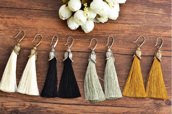 

bohemia retro style contracted long tassel earrings stud earrings women girls literary style dangle earrings jewelry factory wholesale