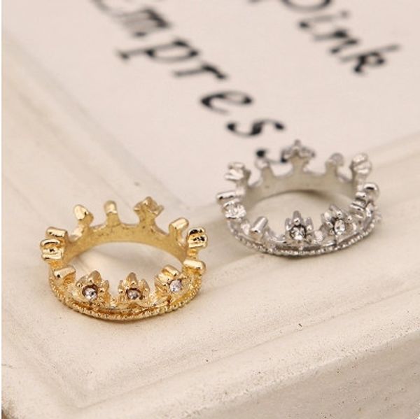 

rings fashion gold/silver plated alloy crown cluster rings women jewelry new elegant rhinestone finger rings wholesale drop shipping sr201, Golden;silver