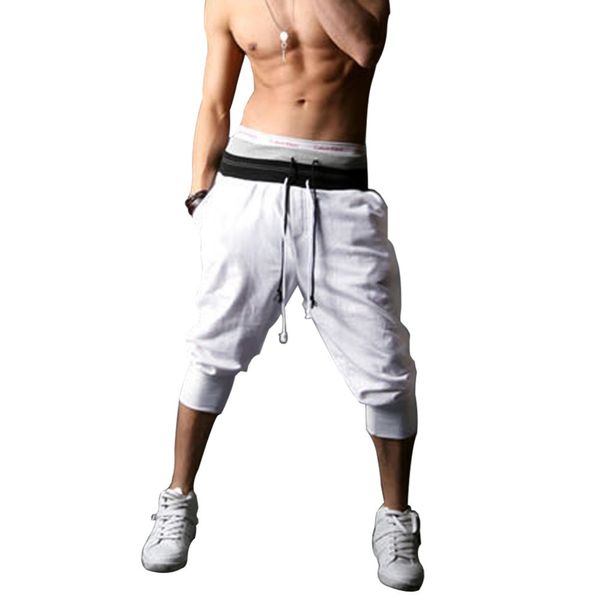 

wholesale-2015 summer style mens harem capri sport athletic baggy gym jogger joggin shorts cotton blends shorts size s-xxl, White;black