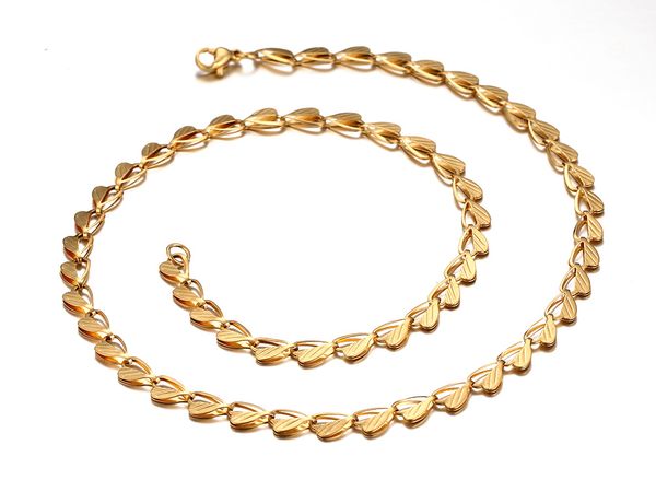 

fashion anazing quality new disign 6mm 19.6'' stainless steel gold sweet heart chain necklace for women's birthday gift jewel, Silver