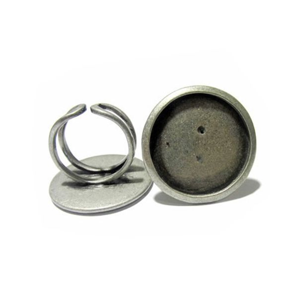 

beadsnice brass bezel ring blanks adjustable with 25mm round bezel tray for cabochon or cameo making diy rings findings for women id 10412, Slivery;crystal