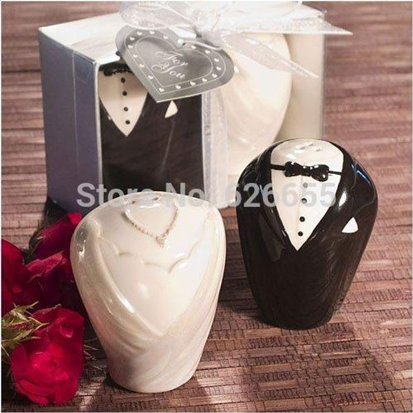 Frete grátis por atacado por FEDEX 200 pçs / lote (100 sets) Noiva e Noivo De Casamento Sal e Pimenta Shakers decorações do modelo Popular