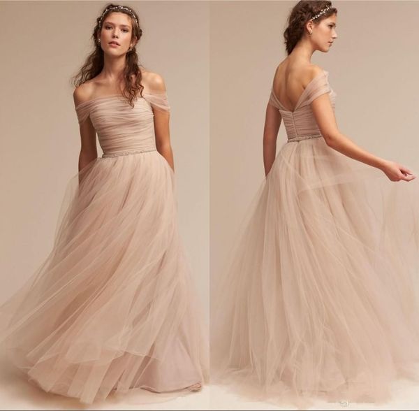 

урожай nude 2020 bhldn свадебные платья off плеча чувствительная длина орденской свадебные платья пола a line boho тюль свадебные платья, White