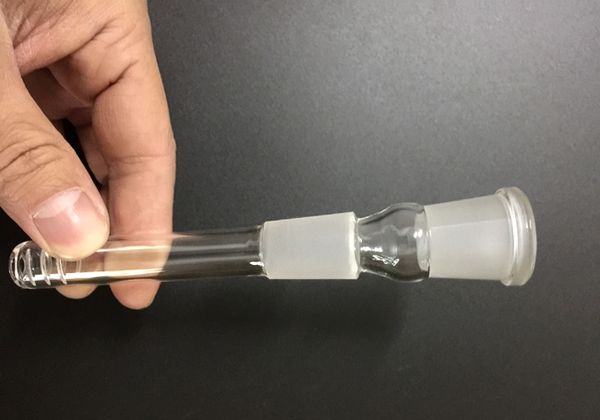 Bongs de vidro Downstem com 18,8 mm para dentro do tubo de água e 14,5 mm para fora para cachimbos com 5 braços e 15 mm de comprimento Bowl Downstem