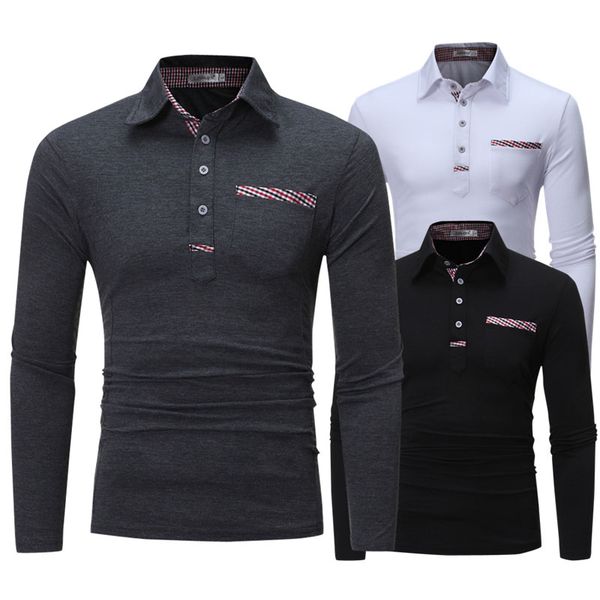 

Горячая новая осень рубашка поло для мужчин роскошные повседневная Slim Fit с длинны