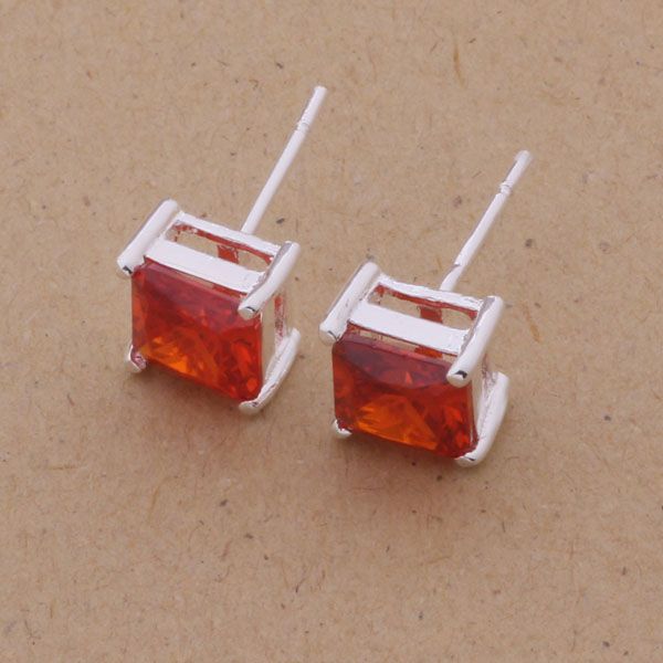 

fashion (jewelry manufacturer) 20 pcs a lot red crystal earrings 925 sterling silver jewelry factory fashion shine earrings, Golden;silver