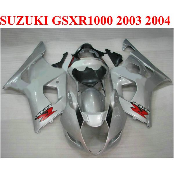 

100% fit for suzuki 2003 2004 gsxr 1000 fairing kit k3 k4 gsxr1000 03 04 silver black fairings set jd48