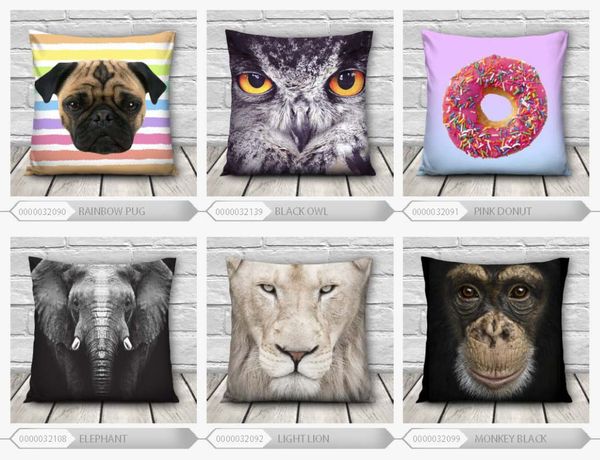 

wholesale-2040*40cm dog lion animals 3d printed throw pillow cushion pillowcase bed set decorate for couch quality