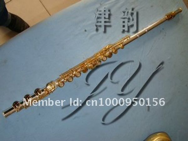 Flauto di apertura a 17 fori di alta qualità più la chiave E Placcato in argento con chiave in oro Flauto per strumento musicale professionale per studenti