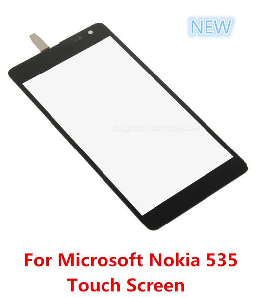 Mais recente completo NOVO testado digitalizador de tela de toque frontal de vidro externo preto para Microsoft Nokia Lumia 535 substituições de alta qualidade