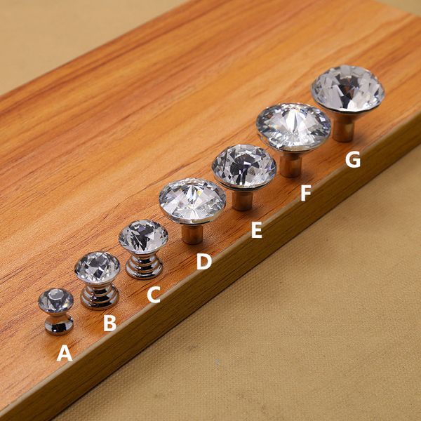 Modern Kids Children Crystal Zinc Alloy Single Cabinet Handles