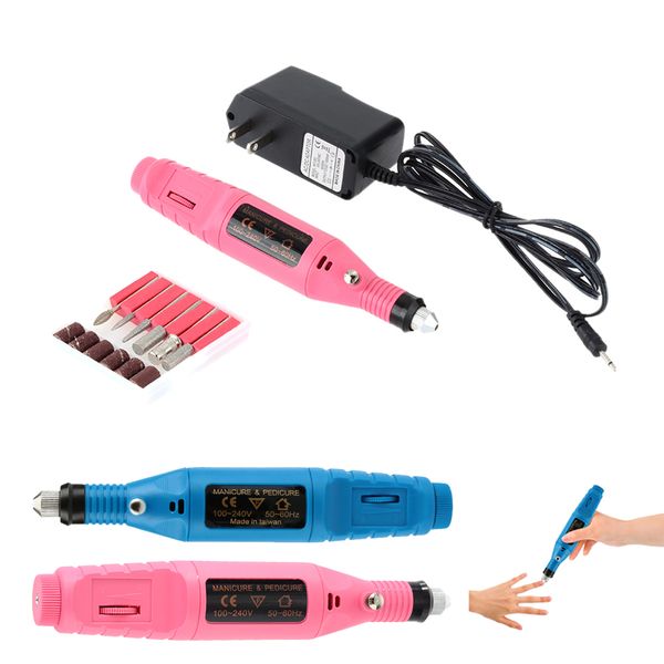 

wholesale-20000 rpm salon electric nail drill pen + 6 bits professional nail art machine pedicure file polish tool feet care product