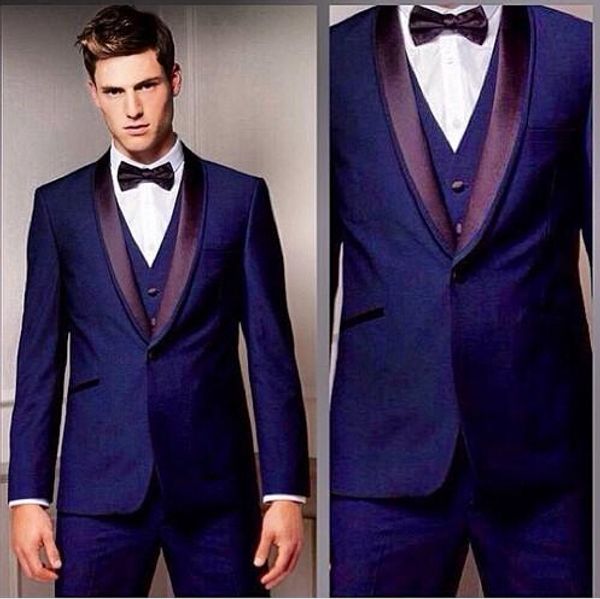 Roxo Do Noivo Smoking Personalizado Homens Terno Noivo Notch Lapela Groomsmen Melhor Homem Homens De Escritório Ternos De Casamento (Jacket + Pants + Tie + Vest)