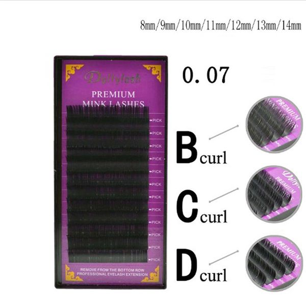 

0.07mm eyelashes extensions 20 cases b/c/d curl 9-14mm individual extension mink japanese eyelashes soft black ing