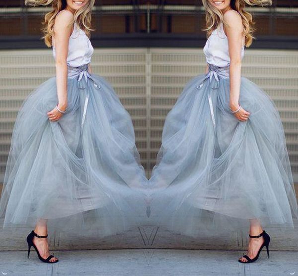

ankle length tulle skirts christmas wear floor length tutu skirts with ribbon trim bow lace-up 2016 spring formal party skirts beach wear, Black