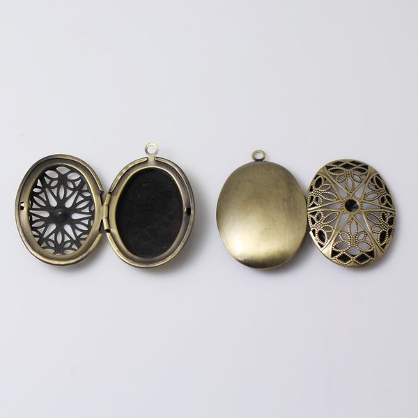 Beadsnice latão antigo 2 foto oval medalhão pingente de charme família filigrana presente personalizado para ela ID 7884