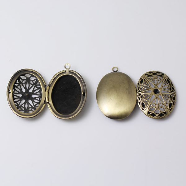 

beadsnice antique brass 2 p oval locket pendant charm family filigree custom gift for her id 7884, Silver