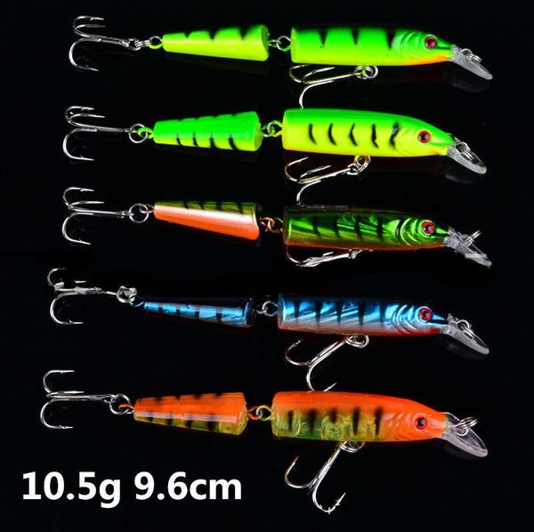 

two sections walkingdog action wobbler lure 10.5cm 9.6g 5colors minnow plastic ater fishing lures 6# hooks hard bait