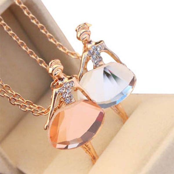 

ballet necklace diamond wedding pendant necklaces elegant ballerina ballet girl statement necklace party queen, Silver