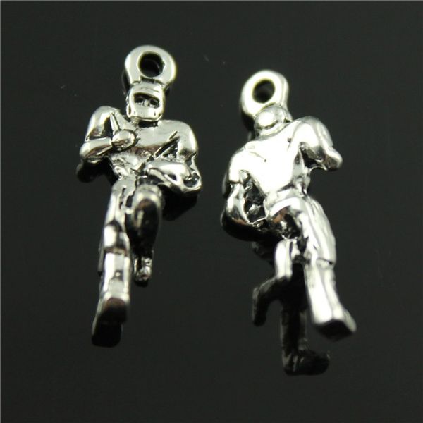 

150pcs/lot 22*13mm vintage antique silver plated zinc alloy football player charm, Bronze;silver