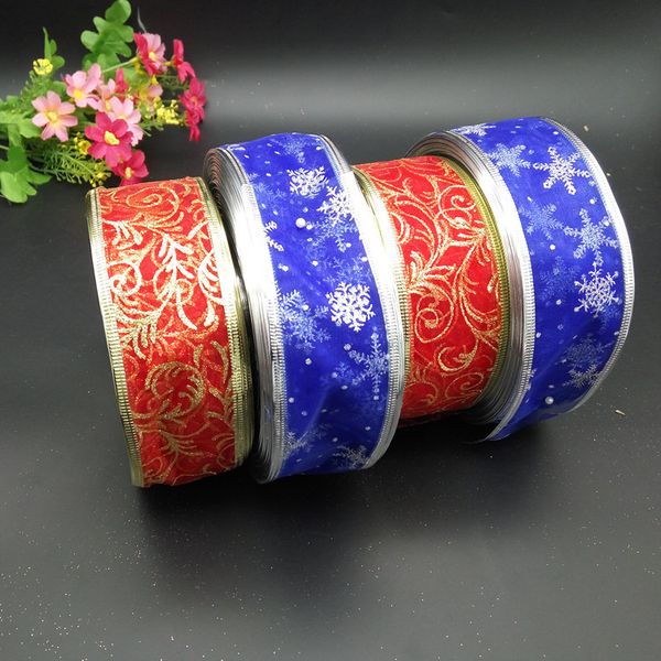 

2018 new christmas decorations festive supplies bow ribbons printing ribbons blue snowflakes red printing ing
