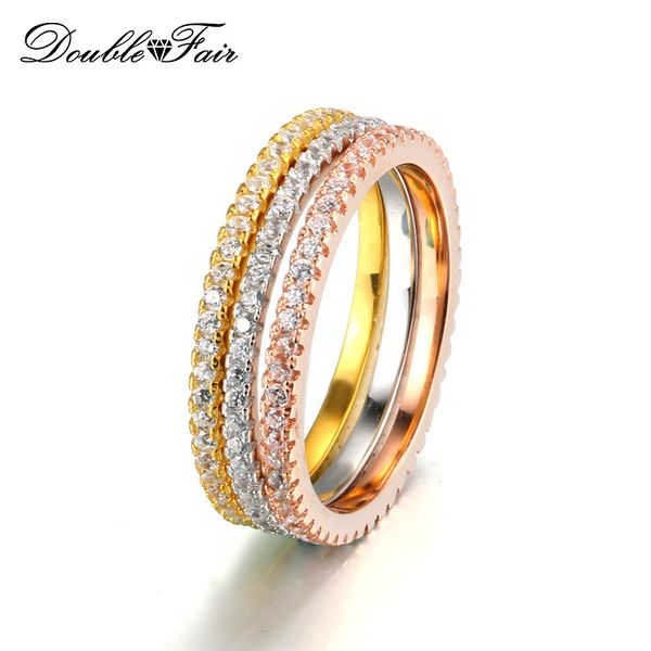 

Simple Elegant Cubic Zirconia Rose/White/18K Yellow Gold Plated 3 Rounds Wedding Ring Sets Fashion Jewelry Wholesale For Women DFR647