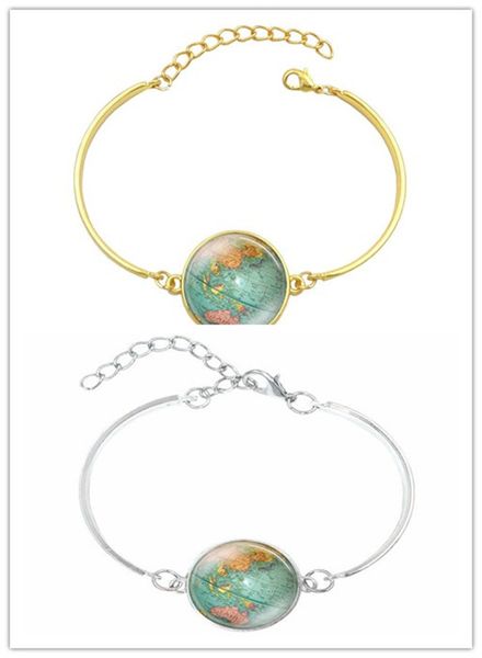 

10pcs creative globe map bracelets & bangles planet earth world map art glass dome silver jewelry charm bracelet for women/kids can pick, Red;brown