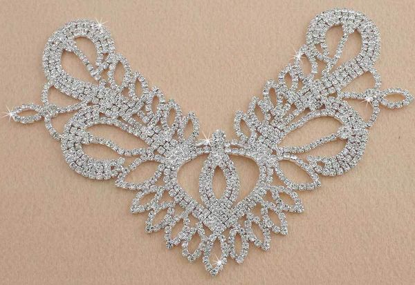 

wholesale-1x bling bling clear glass rhinestone applique silver tone bridal costume craft, Black