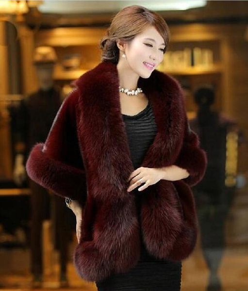 Winter Wedding Bloak Bidal Faux Fur Envoltório Quente Shawls Outerwear Estilo Coreano Mulheres Casaco De Prom Noite Party PDK067