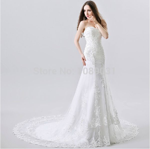 

2015 new arrival fashionable a line wedding dress long train detachable sleeves elegant romantic princess formal dress bridal gown, White