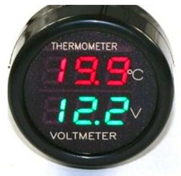 

two in one function double color display voltage meter with temperature meter by cigar lighter for car,suv,truck