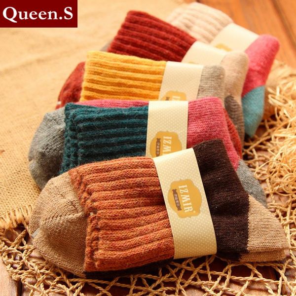

wholesale-winter socks 6pcs=3pairs=1lot cashmere women's wool socks thermal thicken socks towel hemming warm socks, Black;white