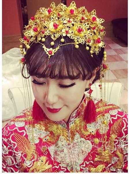 

the new bride wedding headdress costume chinese dress clothing headwear xiuhe coronet cheongsam gown dragon hairpin, Silver