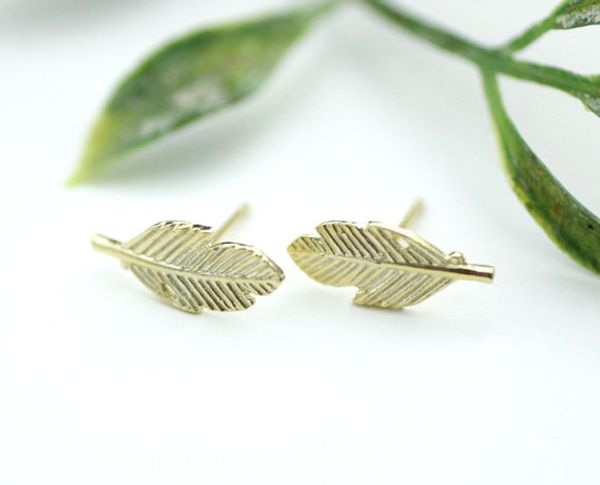 

30pair- s006 fashion brief fallen tree leaves stud earring silver gold cute maple foliage plant leaf stud earrings for women, Golden;silver