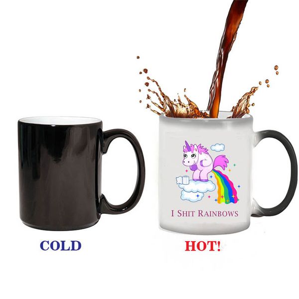 

unicorn mugs novelty coffee tea heat sensitive mug changing color magic ceramic mug wholesale