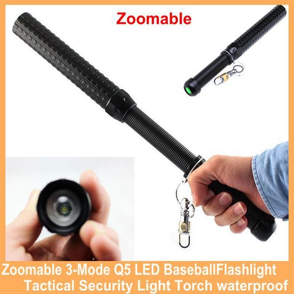 

wholesale-zoom zoomable 3-mode q5 led baseball bat emergency flash tactical security torch waterproof