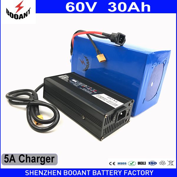 Dogana libera per UE USA 60V 30AH 2400W Batteria agli ioni di litio per bicicletta elettrica per motore Bafang BBS con caricabatterie 50A BMS 67.2V 5A