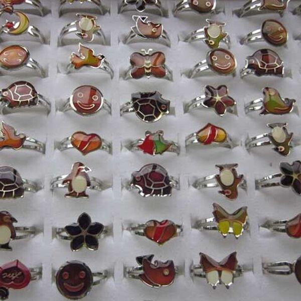 

cute temperature change of mood rings fashion adjustable finger ring for women jewelry kids toys gifts wholesale ing, Golden;silver